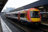 Class 170 Two Coach Diesel Multiple Unit at platform 2, Southampton Central Railway Station, Hampshire, England, UK: