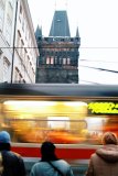 Old Town Bridge Tower and tram.Prague