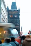 Old Town Bridge Tower and tram. Prague